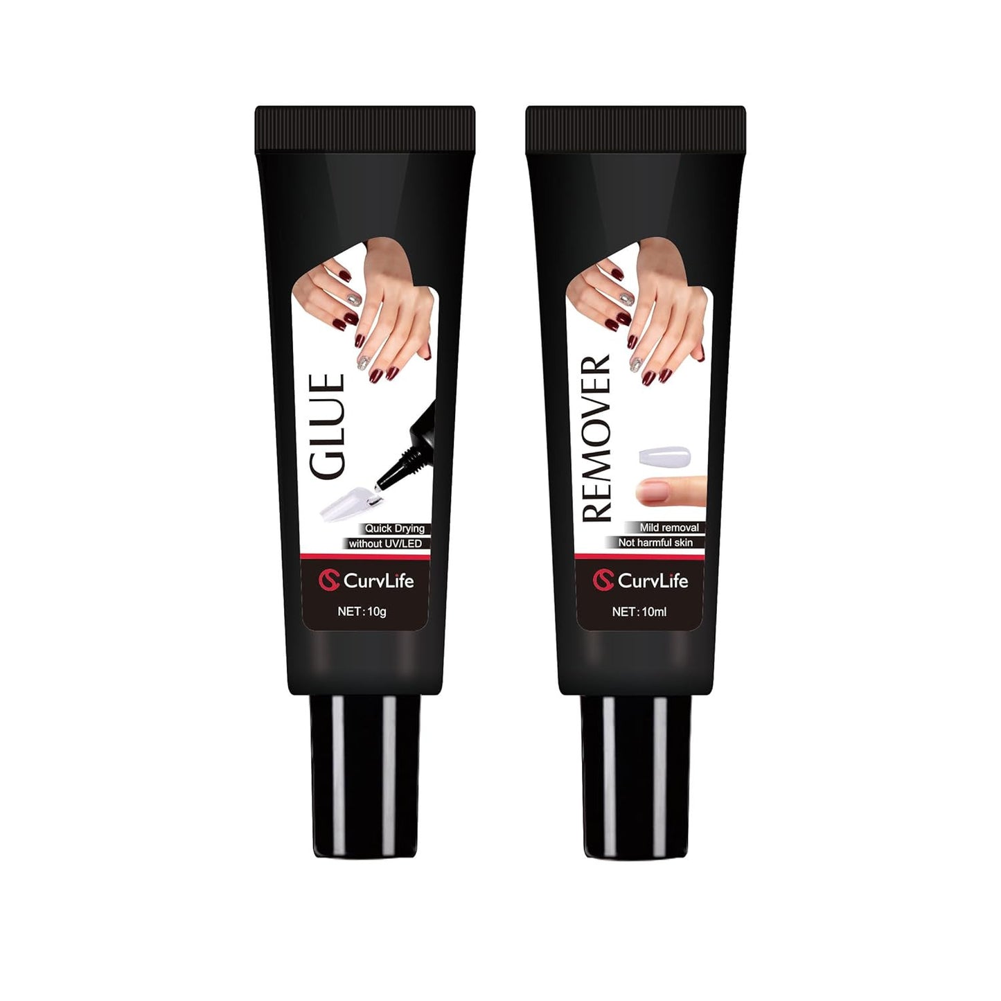 Newly Upgraded Quick Drying 10G Semi Solid Nail Glue with 10Ml Remover for Press