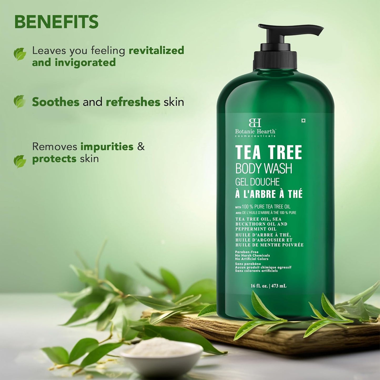 Tea Tree Body Wash | 16 Fl Oz | Helps Soothe Itchy, Dry Skin, Antifungal Body Wa