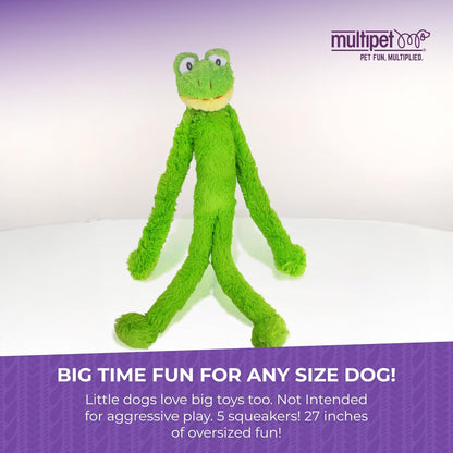 Swingin' Slevin Frog Dog Plush Toy - Squeaky Dog Toy for All Dogs - Extra Soft P