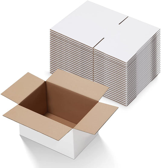 10X7X5 Inches Shipping Boxes Set of 25, White Corrugated Cardboard Box for Maili