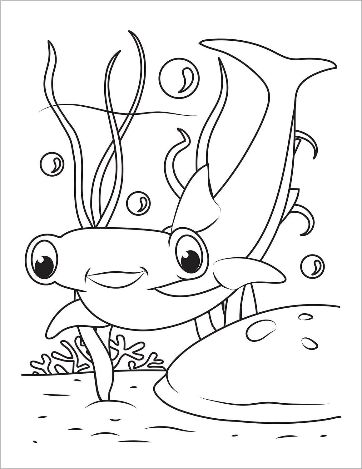 Ocean Coloring Book: Fish & Underwater Sea Animals to Color for Kids Ages 4-8 (C