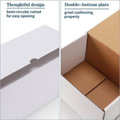 10X7X5 White Shipping Boxes Set of 20, Corrugated Cardboard Mailer Boxes for Pac