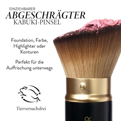 Retractable Black Kabuki Brush for Liquid, Cream and Powder Face Makeup with Alu
