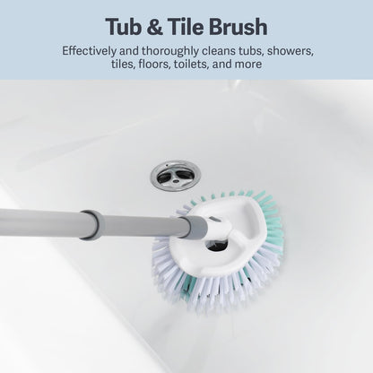 Tub & Tile Brush - Bathroom Cleaning Brush, Extendable Handle, All-Around Dual B