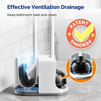 Toilet Plunger Bowl Brush Combo：Heavy Duty Rubber for Drain Clog Remover - Curve