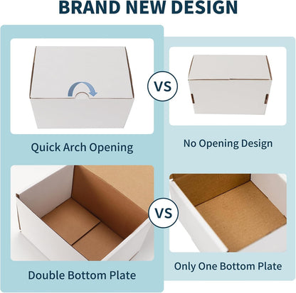 50 Pack 7X5X4 Shipping Boxes for Small Business Packing, White Corrugated Cardbo