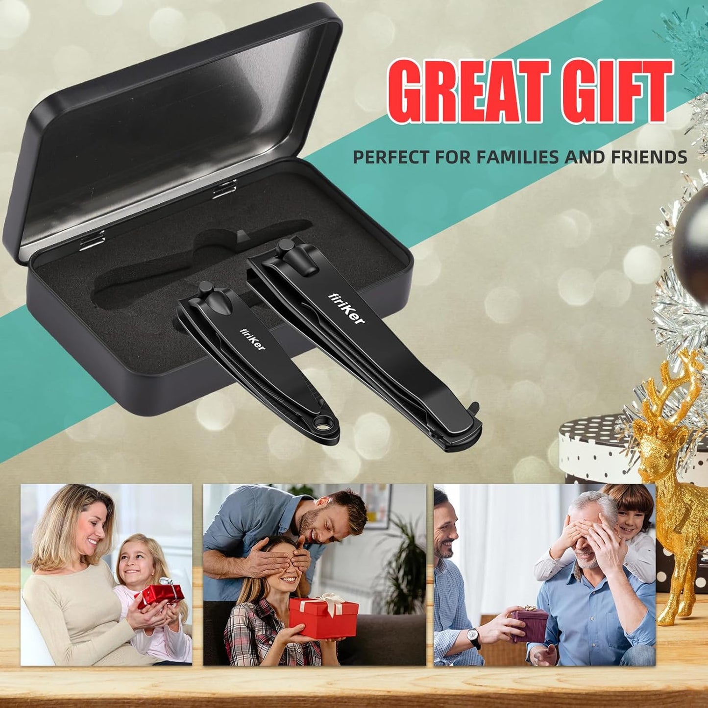 Nail Clippers Set, Heavy Duty Black Matte Stainless Steel Nail Clipper with Nail