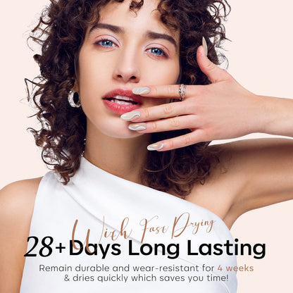 Nude Gel Nail Polish Set 6 Colors, Nuetral Skin Tones Beige Taupe Ivory White Gr