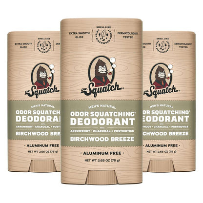 Natural Deodorant for Men - Odor-Squatching Aluminum Free - Birchwood Breeze (2.