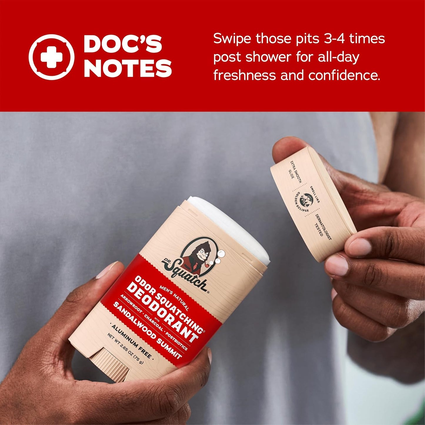 Natural Deodorant for Men - Odor-Squatching Aluminum Free - Sandalwood Summit (2