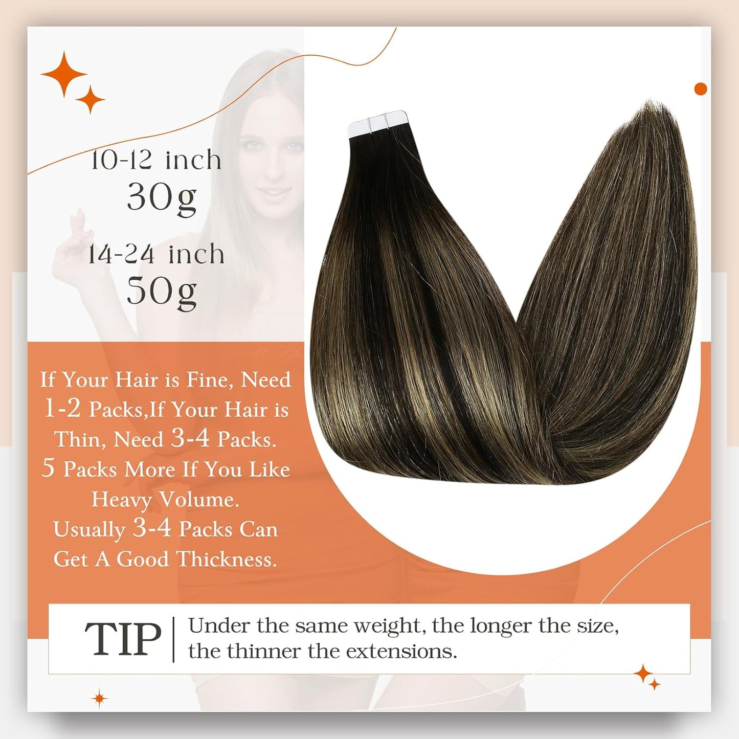 Tape Ins Human Hair Extensions Balayage Tape in Hair Extensions 16Inch Seamless