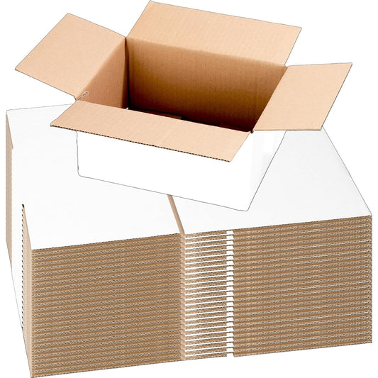 10 Pack 10X7X5 White Cardboard Shipping Boxes, Medium Mailing Boxes for Small Bu
