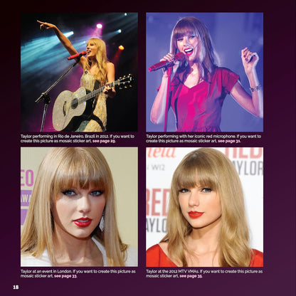 Ultimate Taylor Swift Sticker Mosaic Art: 13 Fearless Mosaic Art Designs & Fun F