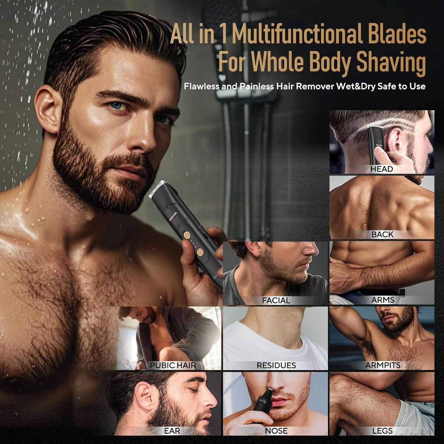 All in 1 Groin & Body Hair Trimmer for Men Bikini Trimmer Women Electric Ball Pu