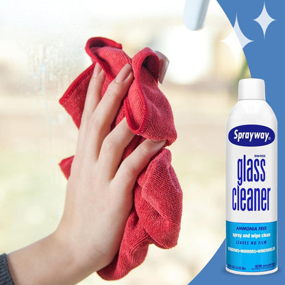 3 Pack Sprayway Glass Cleaner W/Microfiber Cleaning Cloth - Streak-Free Shine, S