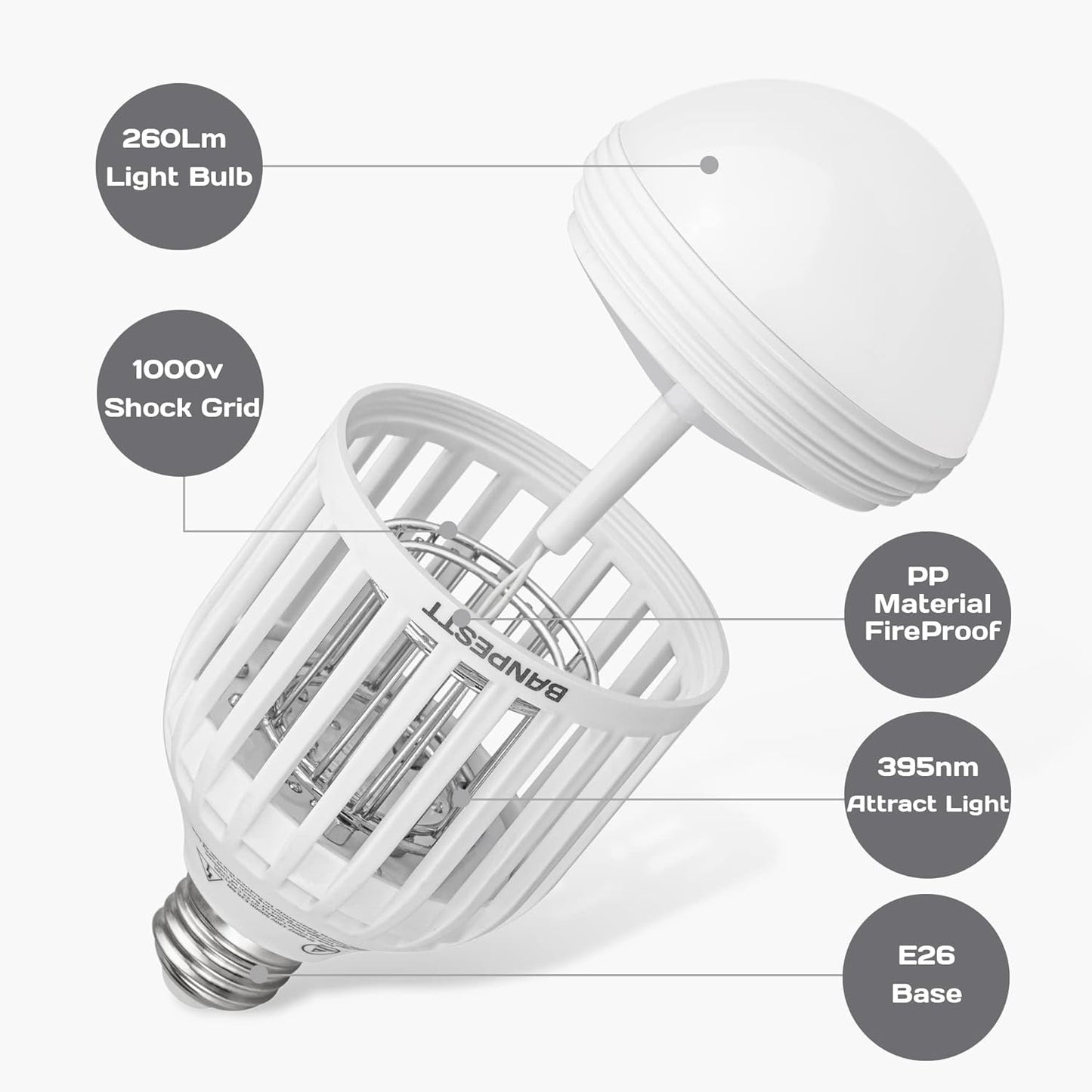 [2-Pack]  Bug Zapper Light Bulb 2-In-1 Indoor Mosquito Zapper Gnat Trap- Electri