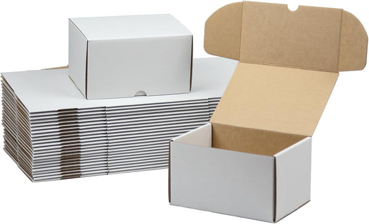 7X5X4 Inches Shipping Boxes Set of 25, White Corrugated Cardboard Box Literature