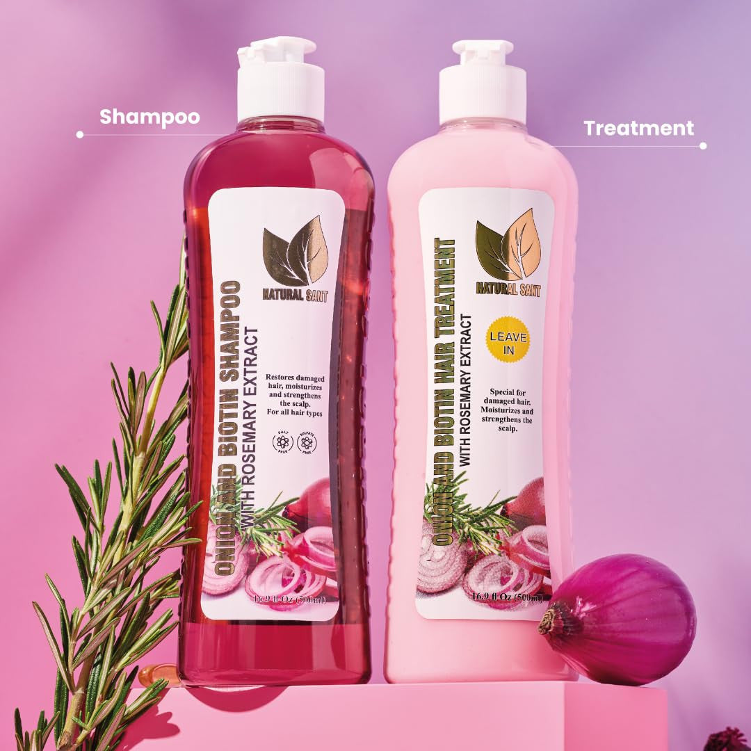 Onion Biotin and Rosemary Shampoo & Treatment Set for Stronger, Thicker and Long