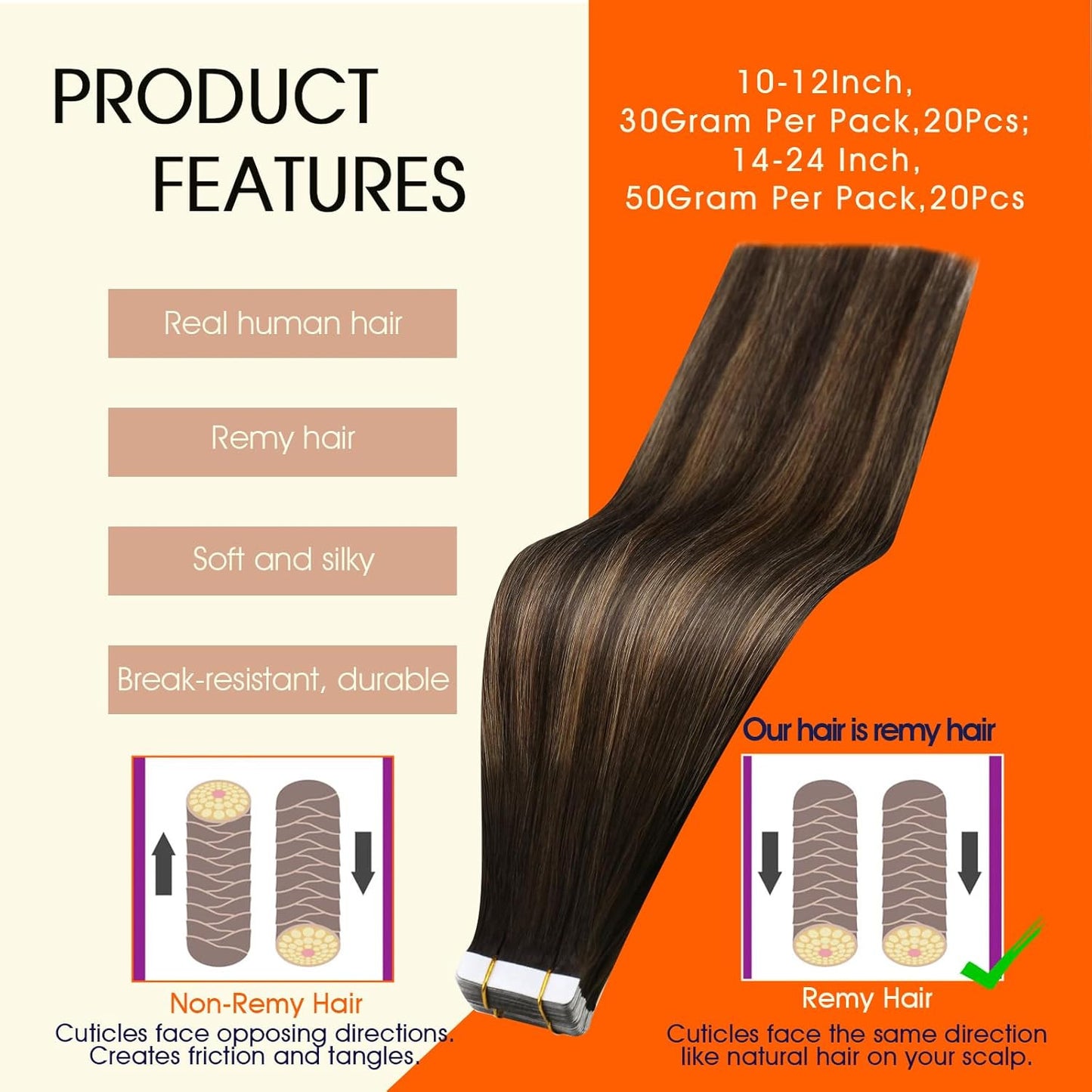 Tape in Hair Extensions Rooted Tape in Extensions Real Human Hair 18Inch Straigh