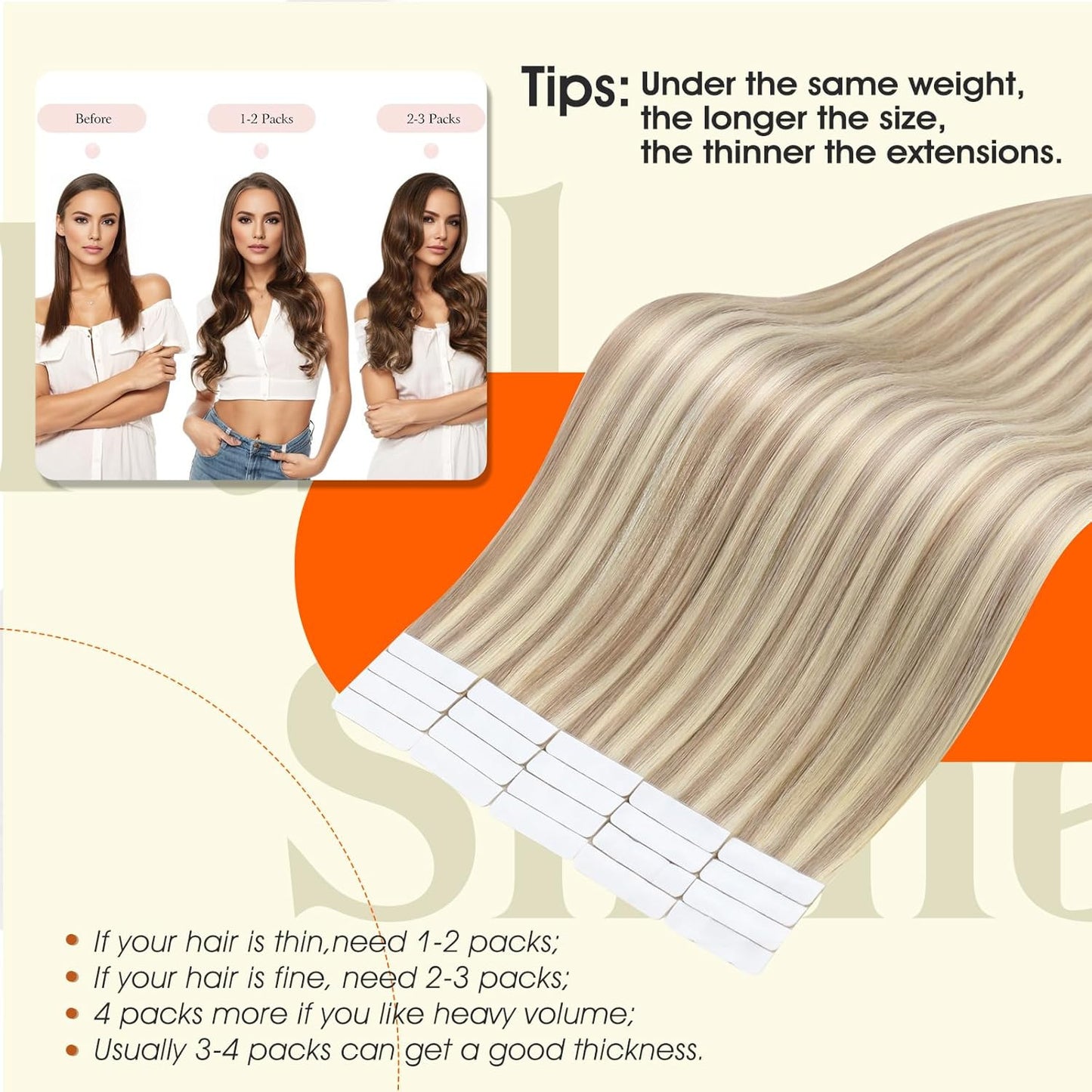 Tape in Hair Extensions Injection Human Hair Tape in Extensions Color 18/613 Ash