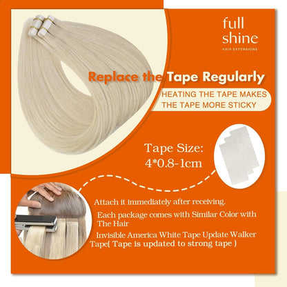 Tape in Brazilian Human Hair Blonde Tape Hair Extensions 14Inch Skin Weft Hair E