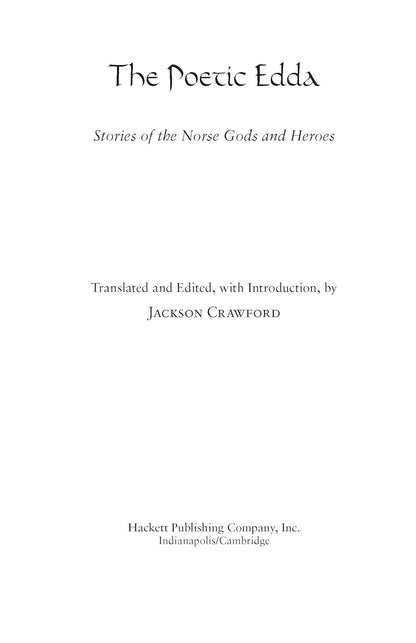 The Poetic Edda: Stories of the Norse Gods and Heroes (Hackett Classics)