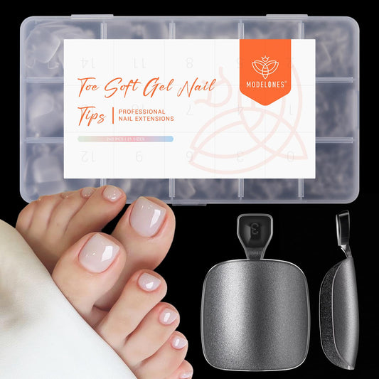 Toe Nail Tips Short Square Soft Gel Tips Squoval Fake Toe Nails Matte Full Cover