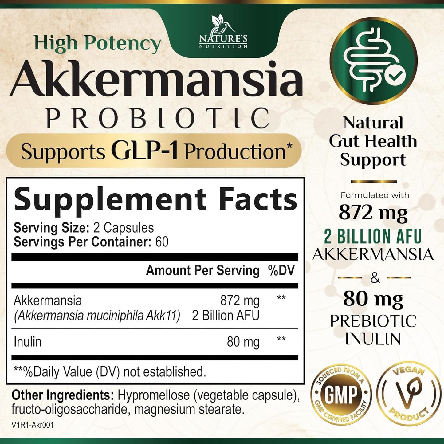 Akkermansia Probiotic Supplement for Women & Men, Akkermansia Muciniphila GLP 1