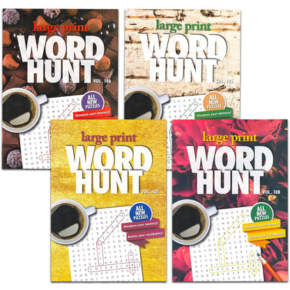 8 Large Print Word Search Books for Adults, Seniors - Set of 8 Jumbo Word Hunt P