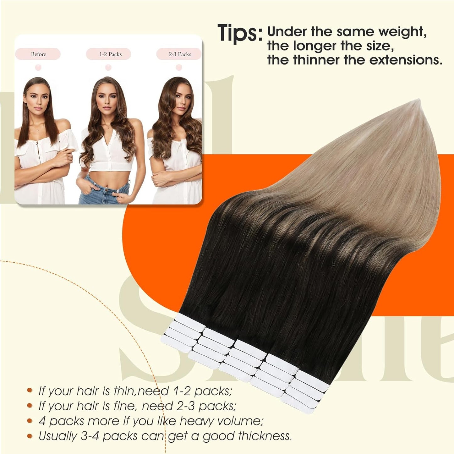 Tape Ins Human Hair Extensions Color 1B Black Ombre 18 Ash Blonde Remy Hair Exte