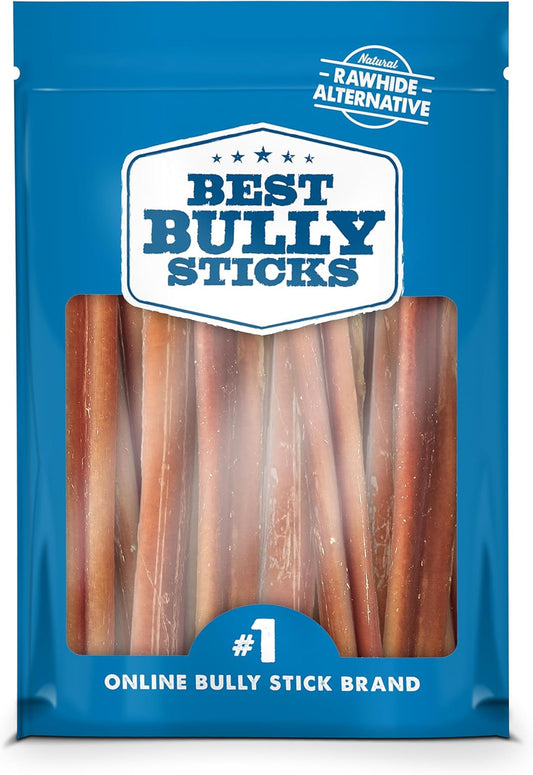 6 Inch Bully Sticks - 8 Oz (Pack of 1) - Natural Grass-Fed, Grain and Rawhide Fr