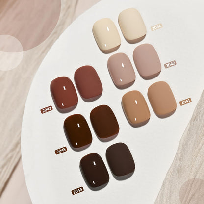Nude Brown Fall Gel Nail Polish Set, 6 Colors White Beige Dark Tan Taupe Soak of