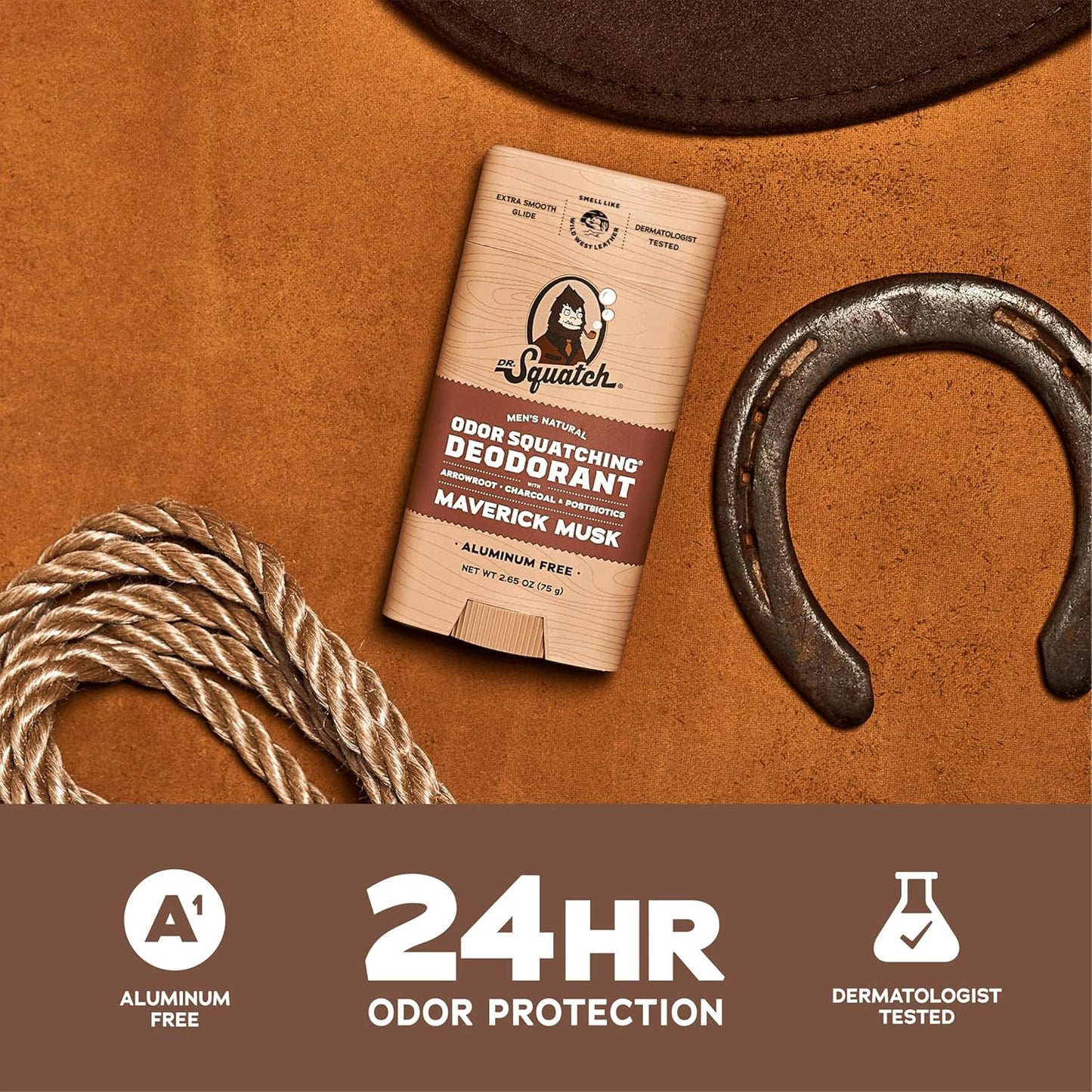 Natural Deodorant for Men - Odor-Squatching Aluminum Free - Maverick Musk (2.65