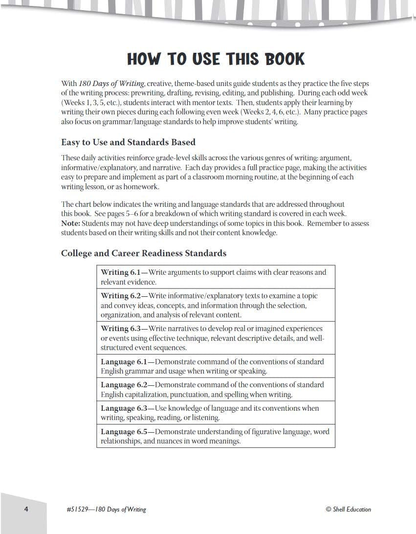 180 Days of Writing for Sixth Grade - an Easy-To-Use Sixth Grade Writing Workboo