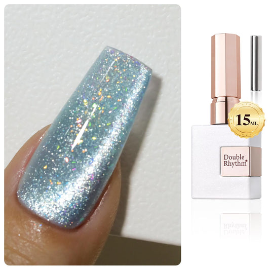 0.5 OZ Cat Eye Gel Polish with Magnet 15ML Holographic Glitter Shimmer Transluce