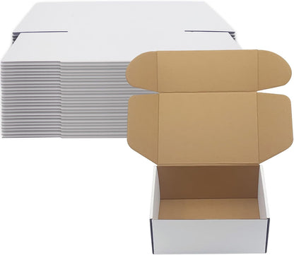 9X7X4 Inch Shipping Boxes Set of 25， White Corrugated Cardboard Box Mailer Boxes