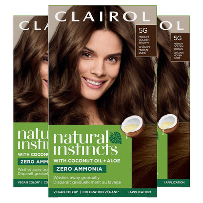 Natural Instincts Demi-Permanent Hair Dye, 5G Medium Golden Brown Hair Color, Pa