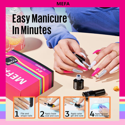 35 Pcs Gel Nail Polish Set, 32 Colors Spring Collection Gel Nail Polish Pink Gre