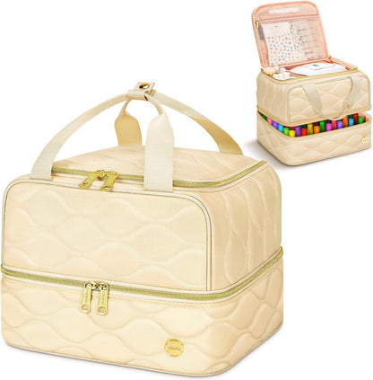 Nail Polish Organizer Case Holds 42+ Bottles (15Ml/0.5 Fl.Oz), 2-Layer Nail Kit