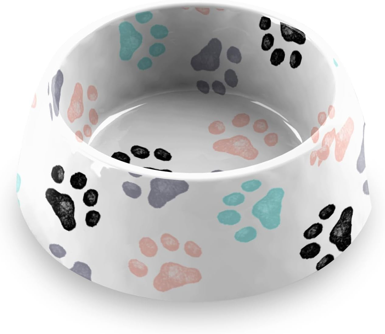 Retro Fun Paw Print Pet Bowl for Food and Water, Pure Melamine, Shatterproof, La