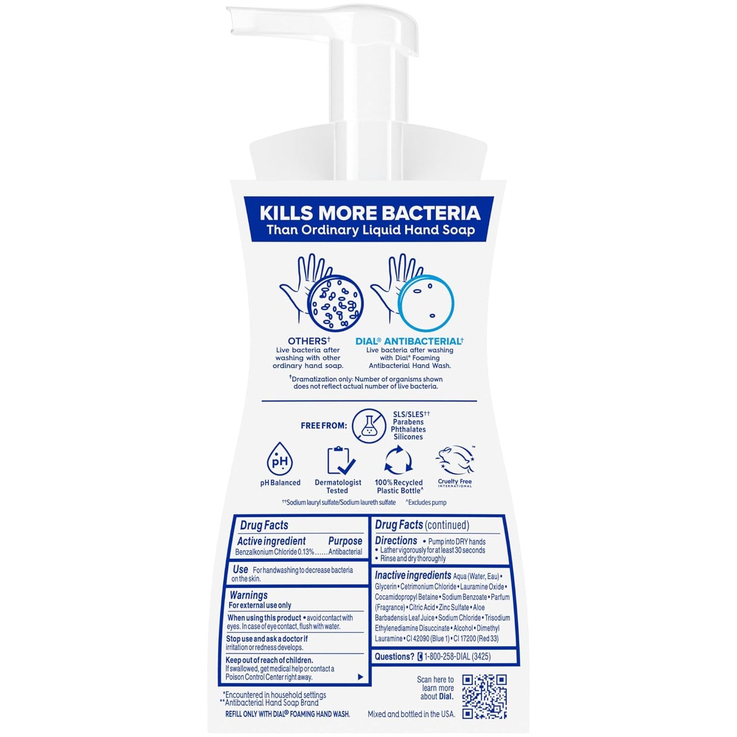 Antibacterial Foaming Hand Wash, Spring Water, 7.5 Fl Oz (Pack of 6)