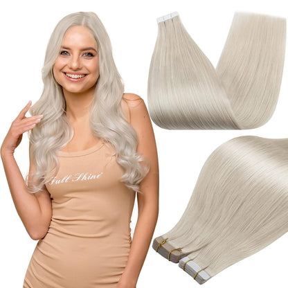Tape in Hair Extensions Silky Straight 18 Inch Color 1000 Blonde Adhesive Tape i