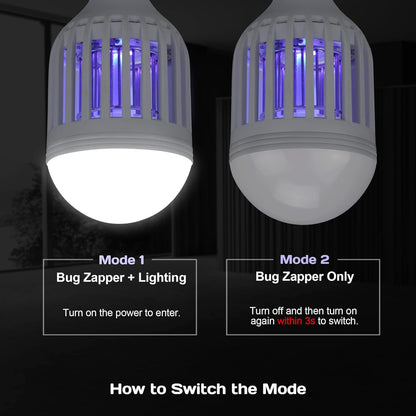 [2-Pack]  Bug Zapper Light Bulb 2-In-1 Indoor Mosquito Zapper Gnat Trap- Electri