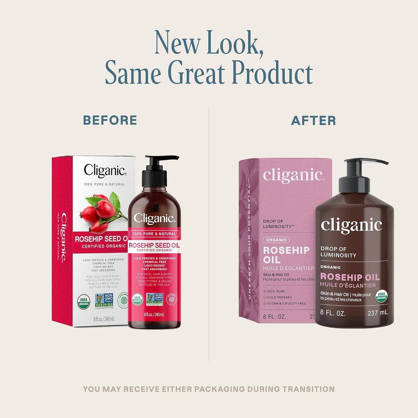 Organic Rosehip Seed Oil for Face, 100% Pure | Natural Cold Pressed Unrefined No