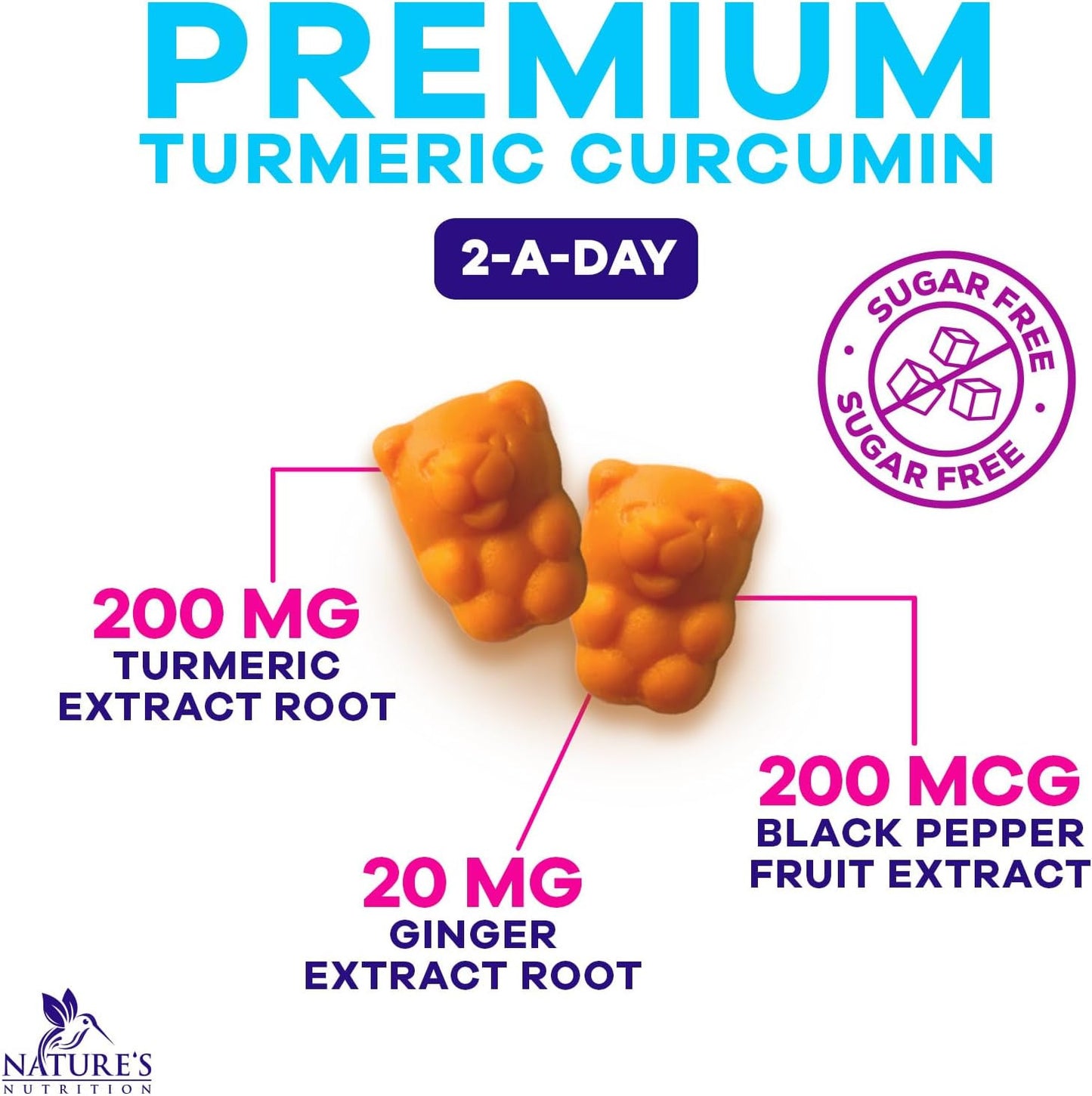 Turmeric Supplement Gummies Sugar Free - Turmeric Curcumin and Ginger Gummies wi