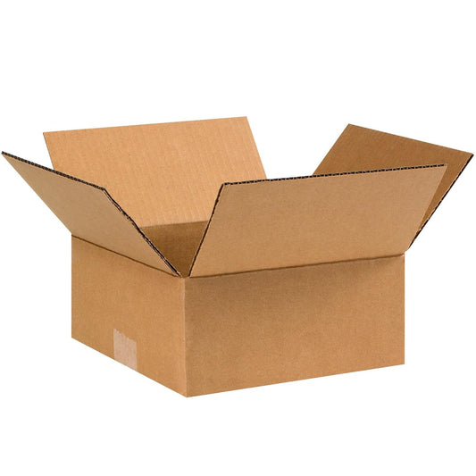 9X9X4 Flat Corrugated Boxes, Flat, 9L X 9W X 4H, Pack of 25 | Shipping, Packagin