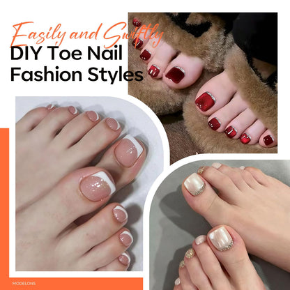 Toe Nail Tips Short Square Soft Gel Tips Squoval Fake Toe Nails Matte Full Cover