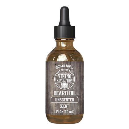 Unscented Beard Oil for Men - Natural Mens Beard Oil with Argan Oil and Jojoba O