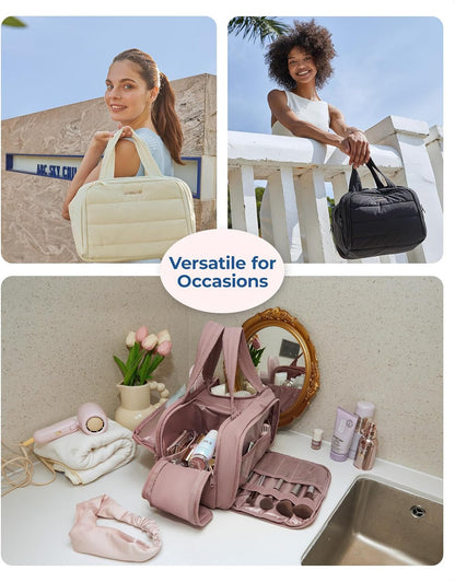 Travel Toiletry Bag, Lightweight Large Wide-Open Travel Bag for Women, Puffy Cos