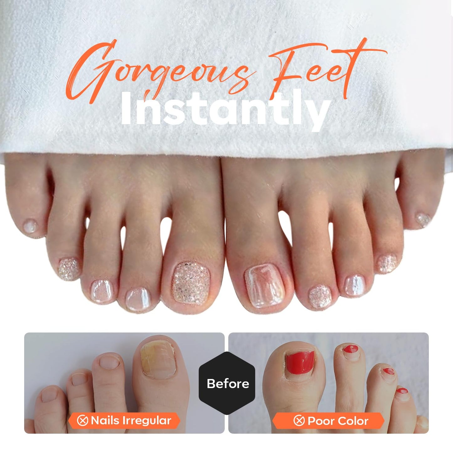 Toe Nail Tips Short Square Soft Gel Tips Squoval Fake Toe Nails Matte Full Cover
